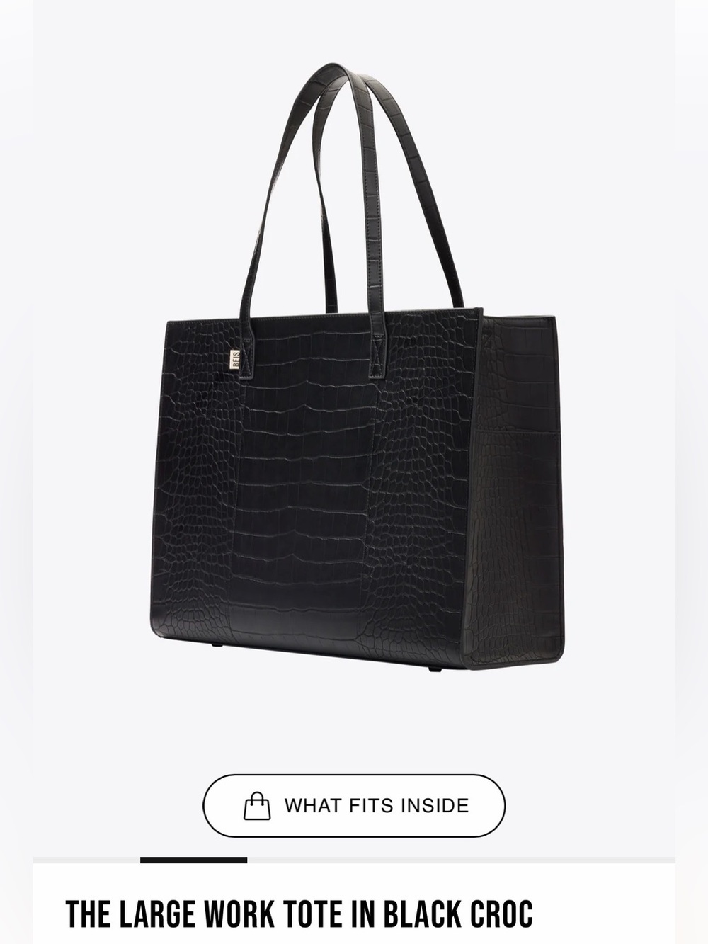 Beis The Large Work Tote in Black Croc
